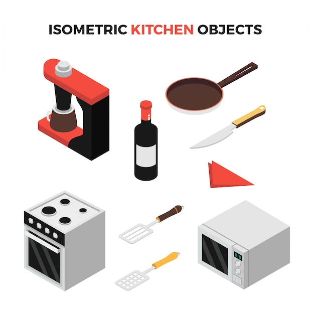 Objetos de cocina isométricos