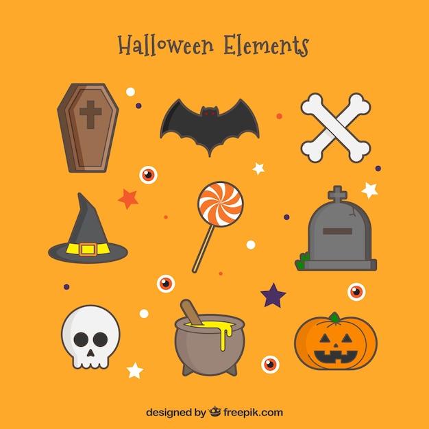 Objetos de halloween en un estilo lindo