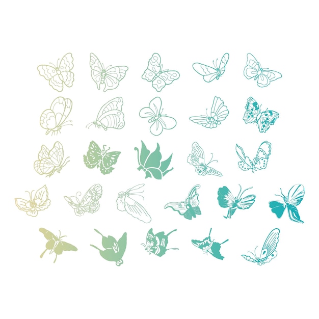 Vector objetos de mariposa efecto gradiente foto jpg conjunto vectorial