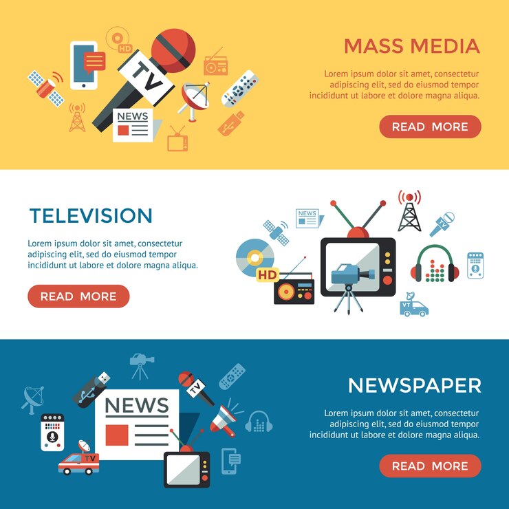 Vector objetos de medios de comunicación digitales colección de iconos planos simples de color