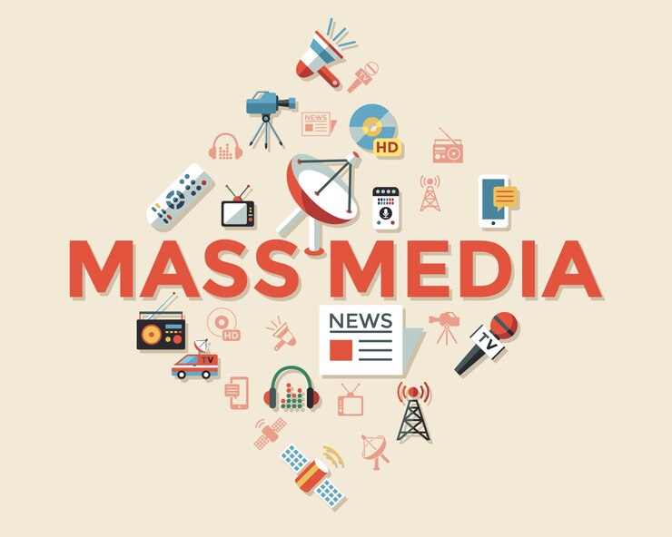 Vector objetos de medios de comunicación digitales colección de iconos planos simples de color