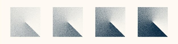 Objetos punteados de forma cuadrada elementos de punteado vintage punteado sombreado de dibujo dotwork usando puntos