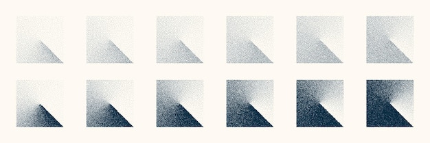 Objetos punteados de forma cuadrada elementos de punteado vintage punteado sombreado de dibujo dotwork usando puntos