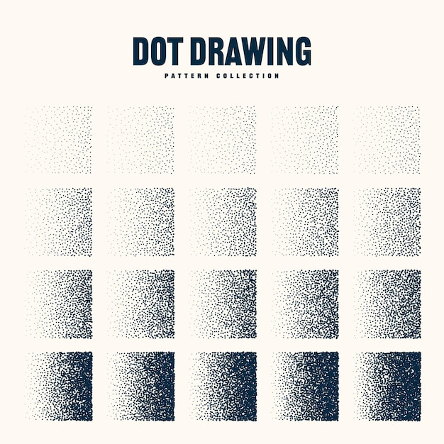 Objetos punteados de forma cuadrada elementos de punteado vintage punteado sombreado de dibujo dotwork usando puntos