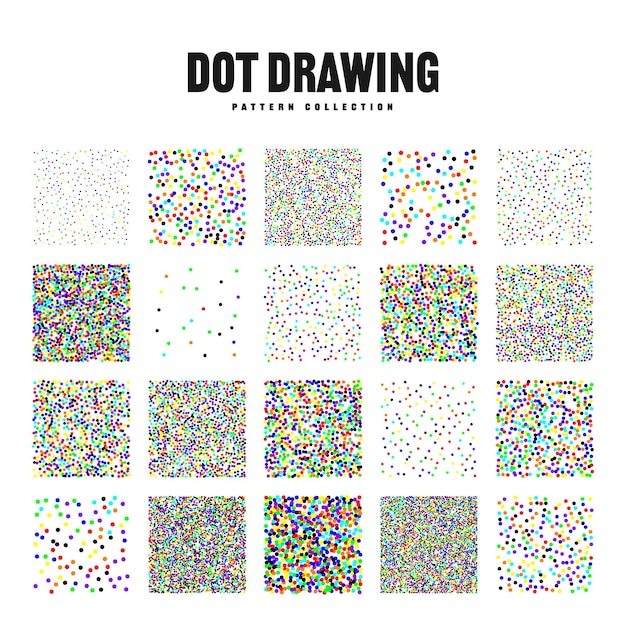 Objetos punteados de forma cuadrada elementos de punteado vintage punteado sombreado de dibujo dotwork usando puntos