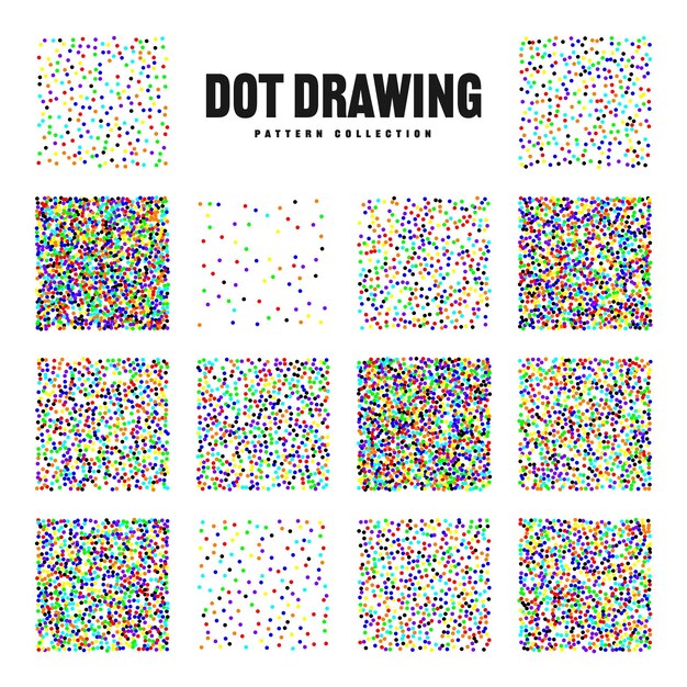 Objetos punteados de forma cuadrada elementos de punteado vintage punteado sombreado de dibujo dotwork usando puntos