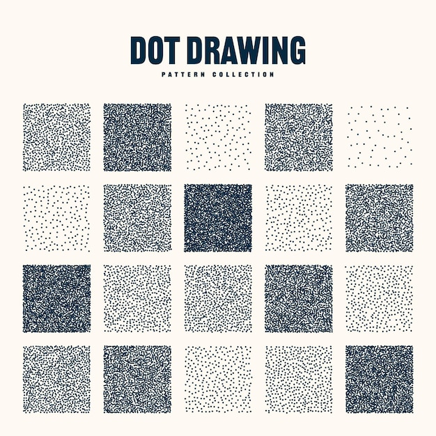 Objetos punteados de forma cuadrada elementos de punteado vintage punteado sombreado de dibujo dotwork usando puntos