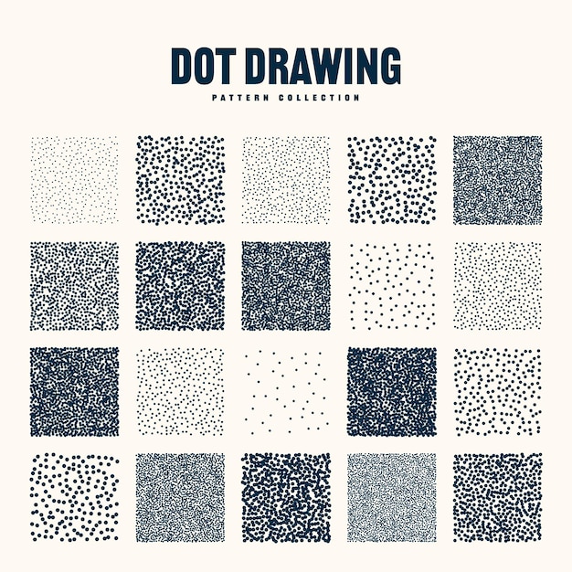 Objetos punteados de forma cuadrada elementos de punteado vintage punteado sombreado de dibujo dotwork usando puntos