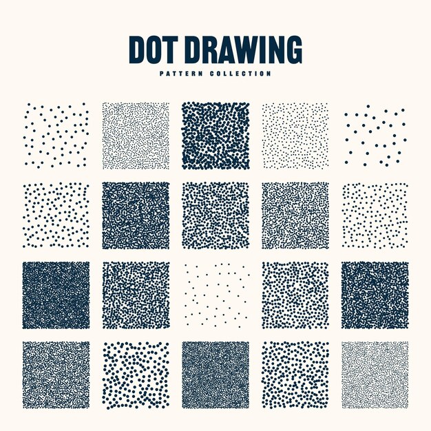 Objetos punteados de forma cuadrada elementos de punteado vintage punteado sombreado de dibujo dotwork usando puntos