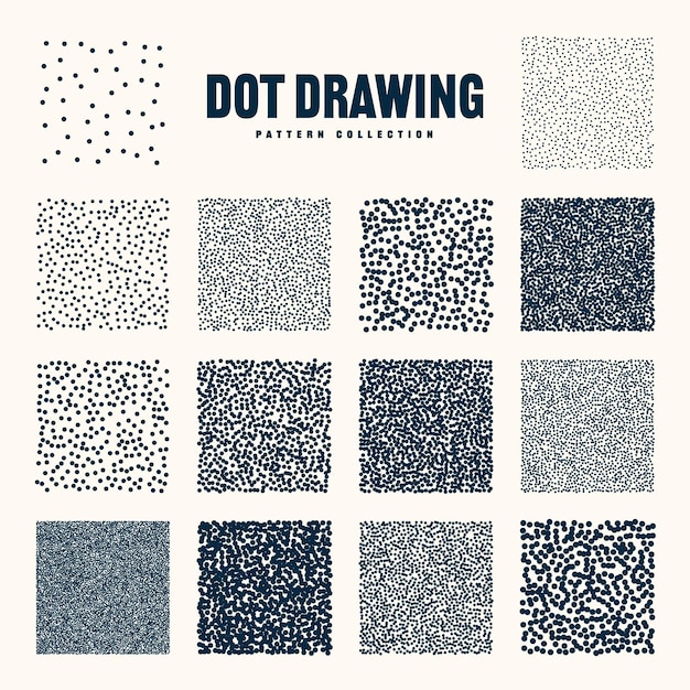 Objetos punteados de forma cuadrada elementos de punteado vintage punteado sombreado de dibujo dotwork usando puntos