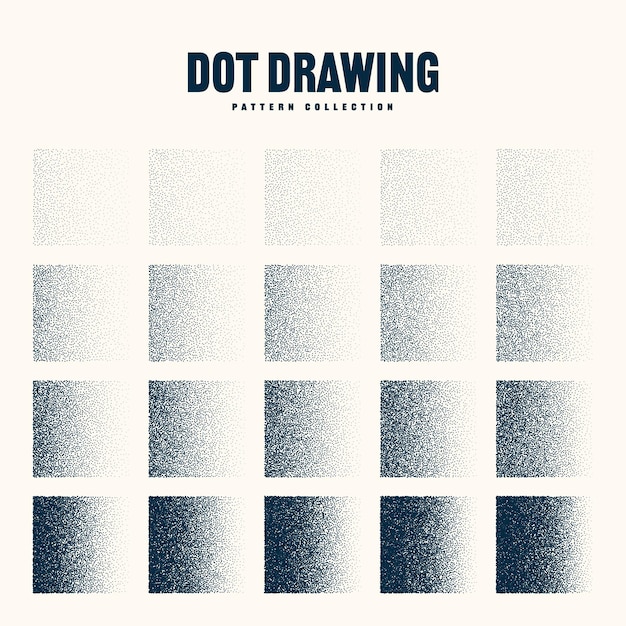 Objetos punteados de forma cuadrada elementos de punteado vintage punteado sombreado de dibujo dotwork usando puntos