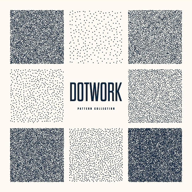 Objetos punteados de forma cuadrada elementos de punteado vintage punteado sombreado de dibujo dotwork usando puntos