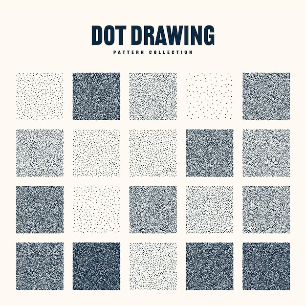 Objetos punteados de forma cuadrada elementos de punteado vintage punteado sombreado de dibujo dotwork usando puntos