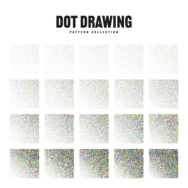 Objetos punteados de forma cuadrada elementos de punteado vintage punteado sombreado de dibujo dotwork usando puntos