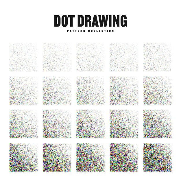 Objetos punteados de forma cuadrada elementos de punteado vintage punteado sombreado de dibujo dotwork usando puntos