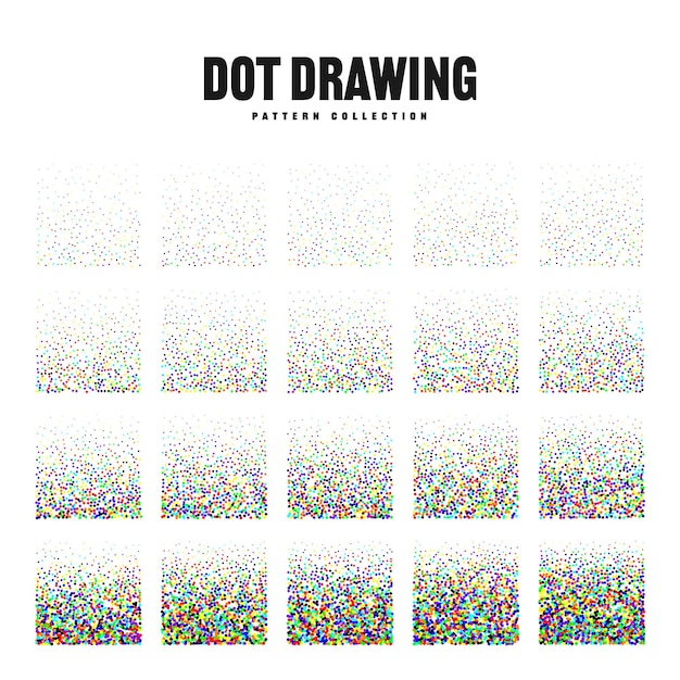 Objetos punteados de forma cuadrada elementos de punteado vintage punteado sombreado de dibujo dotwork usando puntos