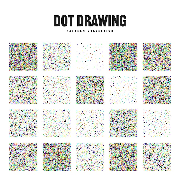 Objetos punteados de forma cuadrada elementos de punteado vintage punteado sombreado de dibujo dotwork usando puntos