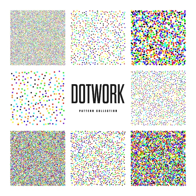 Objetos punteados de forma cuadrada elementos de punteado vintage punteado sombreado de dibujo dotwork usando puntos
