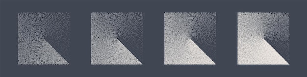 Objetos punteados de forma cuadrada elementos punteados desvanecimiento gradiente punteado dibujo de punto sombreado