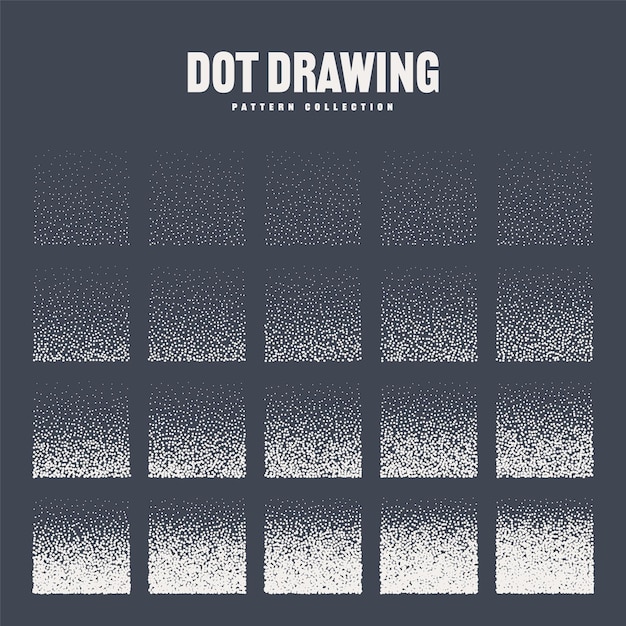 Objetos punteados de forma cuadrada elementos punteados dotwork dibujo sombreado usando puntos píxel
