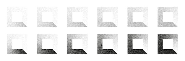 Objetos punteados de forma cuadrada elementos punteados dotwork dibujo sombreado usando puntos píxel