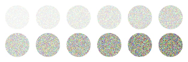 Objetos punteados de forma redonda elementos de punteado vintage desvanecimiento degradado punteado dibujo de puntos