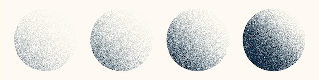 Objetos punteados de forma redonda elementos de punteado vintage desvanecimiento degradado punteado dibujo de puntos
