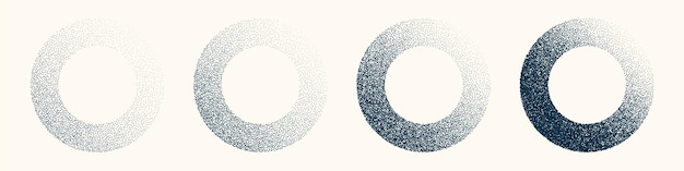 Objetos punteados de forma redonda elementos de punteado vintage desvanecimiento degradado punteado dibujo de puntos