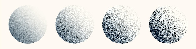 Objetos punteados de forma redonda elementos de punteado vintage desvanecimiento degradado punteado dibujo de puntos