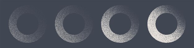 Objetos punteados de forma redonda elementos punteados desvaneciéndose gradiente punteado dibujo de puntos sombreado usando
