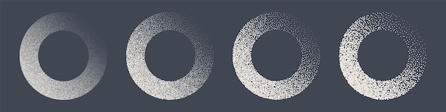 Objetos punteados de forma redonda elementos punteados desvaneciéndose gradiente punteado dibujo de puntos sombreado usando