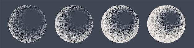 Objetos punteados de forma redonda elementos punteados desvanecimiento gradiente punteado dibujo de puntos sombreado utilizando