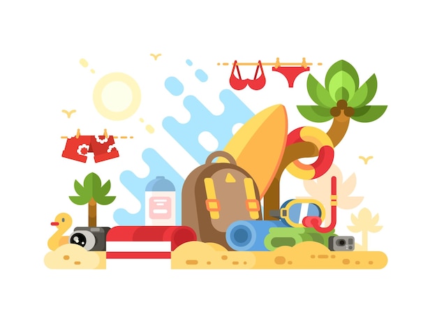 Objetos de vacaciones de verano