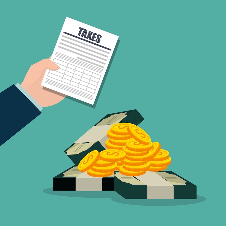Vector obligaciones fiscales e iconos de la economía