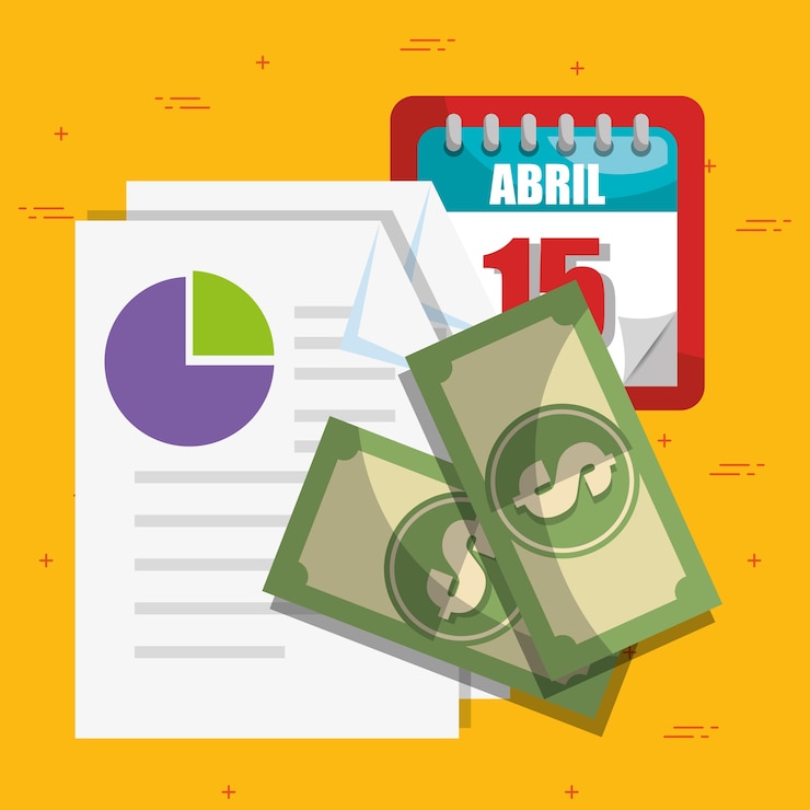 Vector obligaciones fiscales e iconos de la economía