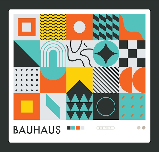 Obra de arte de composición Bauhaus. Elementos abstractos vectoriales para el fondo del sitio web.