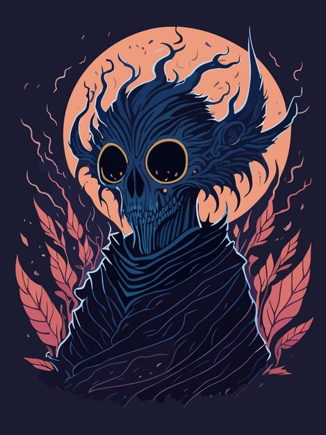 obra de arte digital gótica de droga de diseño de cartel de vector de ilustración de fantasma espeluznante