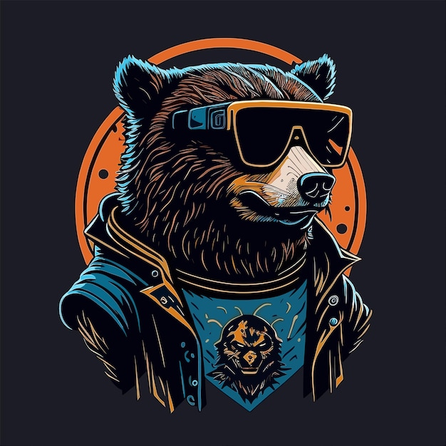 Obra de arte del diseño gráfico de la camiseta del oso.