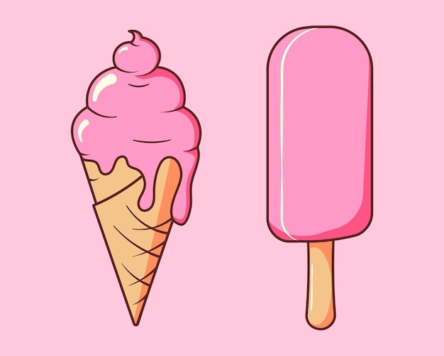 Obra de arte de estilo retro con dos dulces helados derritiéndose en el calor del verano