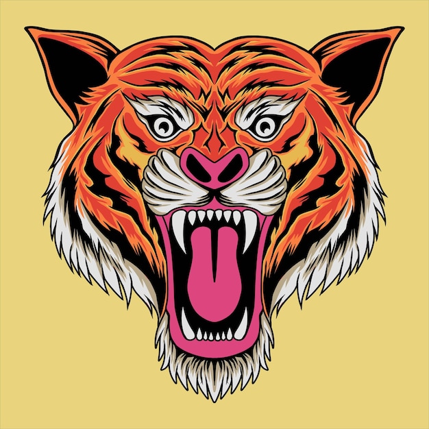 Obra de arte de ilustración de tigre a todo color