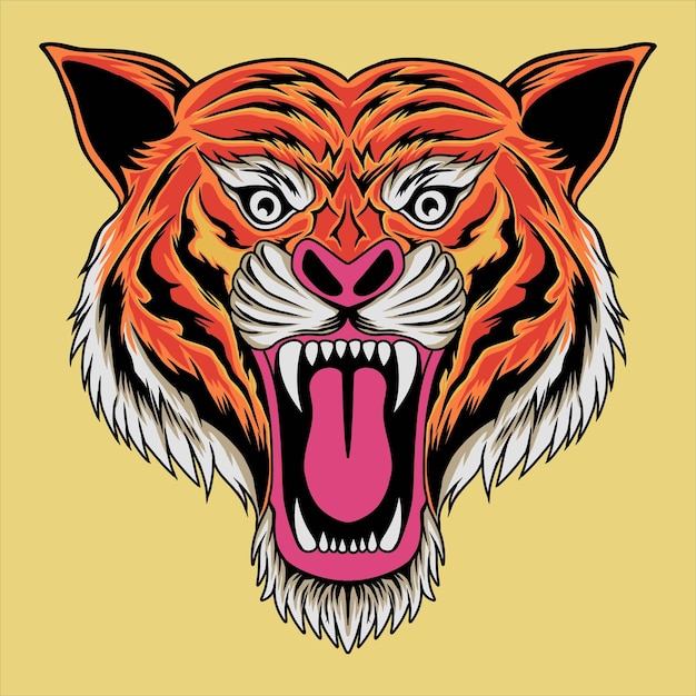 Vector obra de arte de ilustración de tigre a todo color