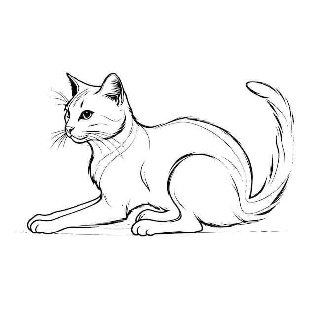 Obra de arte simplificada en blanco y negro de todo el cuerpo de un gato