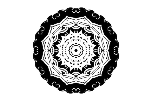 Obra artística espiritual de mandala con estrella central y patrones intrincados oscuros para un diseño equilibrado