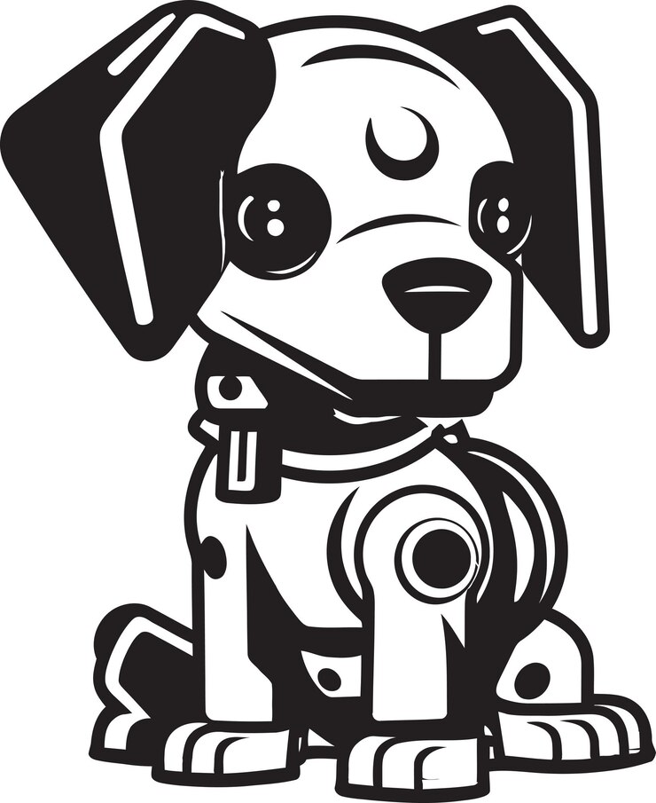 Vector obra artística de logotipo de vector de perro robótico dinámico para tecnología futurista y soluciones de ia