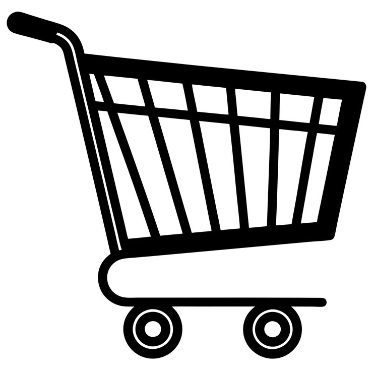 Obra artística vectorial de un carrito de compras dibujado a mano