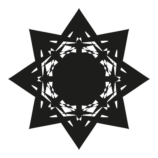 Obra artística vectorial de mandala en forma de estrella negra