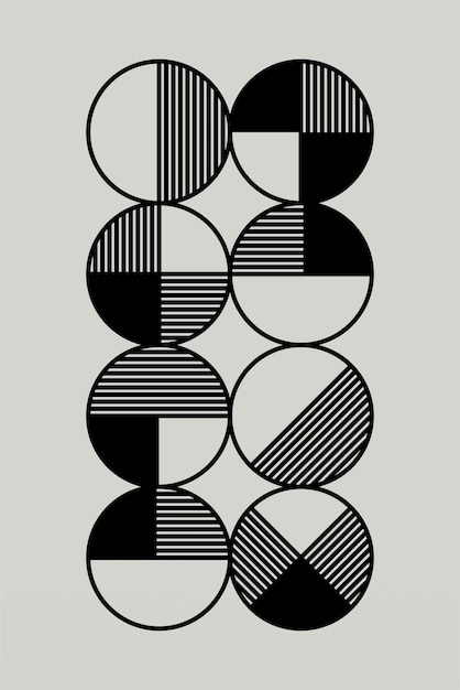 Obras de arte geométricas de la Bauhaus Fondo Abstracto Decoración de pared geométrica de la Bauhouse Cartel Arte de pared moderno de mediados de siglo