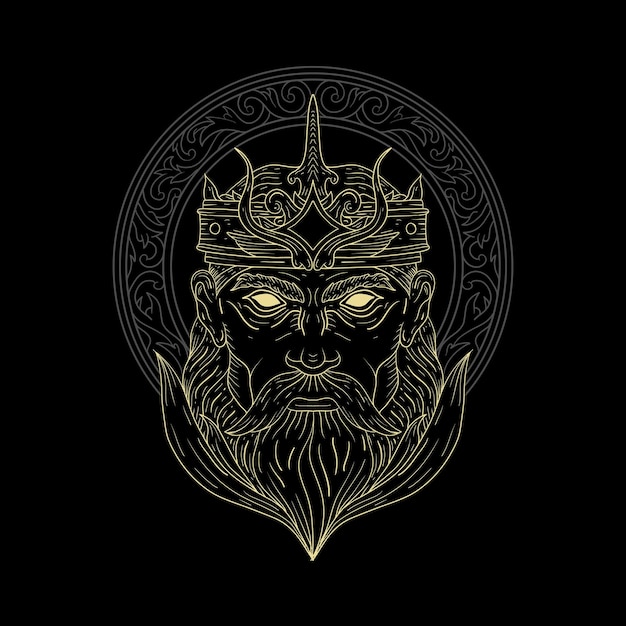 Vector obras de arte de la línea de lujo mystical king