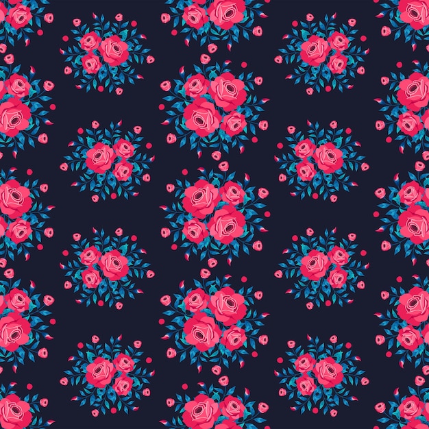 Obras de arte vectorial de rosas rojas para prendas de vestir y telas de moda Fondo de patrón floral sin costuras