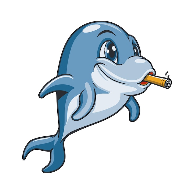 Obras de dibujos animados de delfines en diseño vectorial